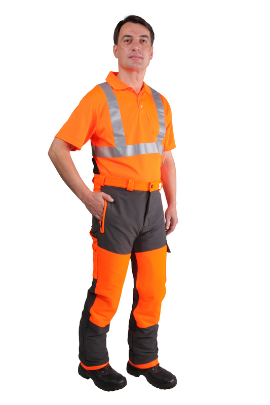 Gr.29/30 WATEX-Workwear, Forst-Schnittschutz-Bundhose, Forest-Jack, grau/leuchtorange