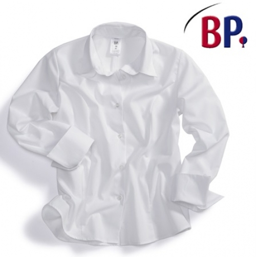 Gr.36 BP Damenbluse Gastronomiekleidung Cateringkleidung Arbeitsshirt Berufsshirt 3 4 Arm Hemdkragen Knopfverschluss weiß