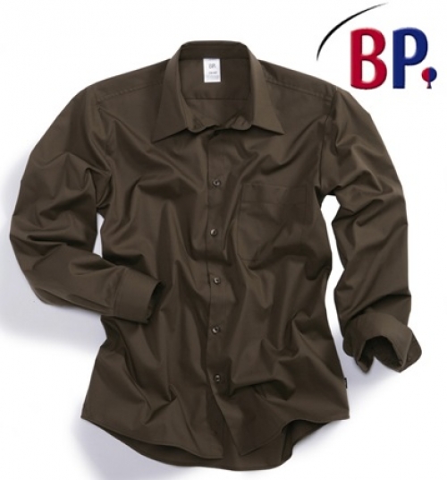Gr.47/48 BP Herrenhemd Arbeitshemd Berufshemd Flanell Hemd 1 1 Arm Knopfverschluss chocolate