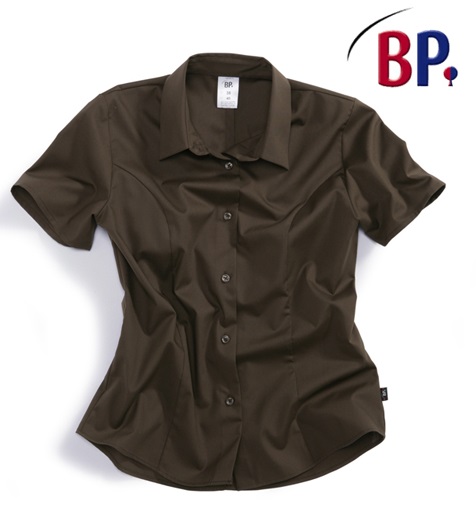BP Damenbluse Gastronomiekleidung Cateringkleidung Arbeitsshirt Berufsshirt 1 2 Arm Hemdkragen Knopfverschluss chocolate