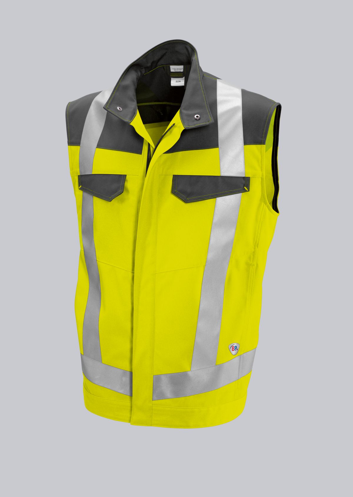 BP-Warnschutz, Warn-Weste, BProtected, ca. 270g/m², warngelb/dunkelgrau