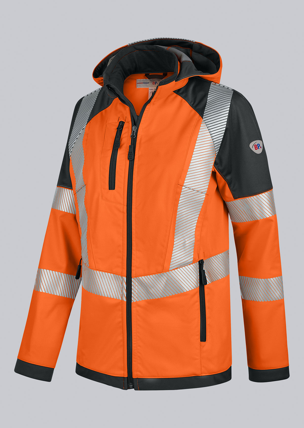 BP-Warnschutz-Stretch-Softshelljacke Damen, 290 g/m², warnorange/anthrazit