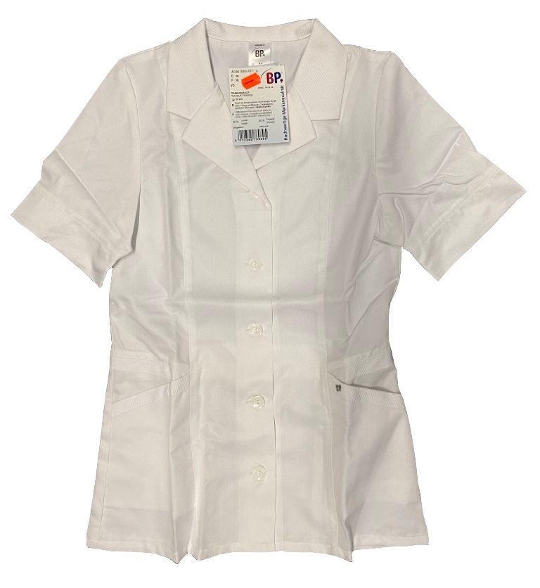 Gr.38 BP Damenkasack Berufskleid Berufsjacke Arbeitsjacke Arbeitskasack Berufskasack Schlupfjacke Kittel weiß