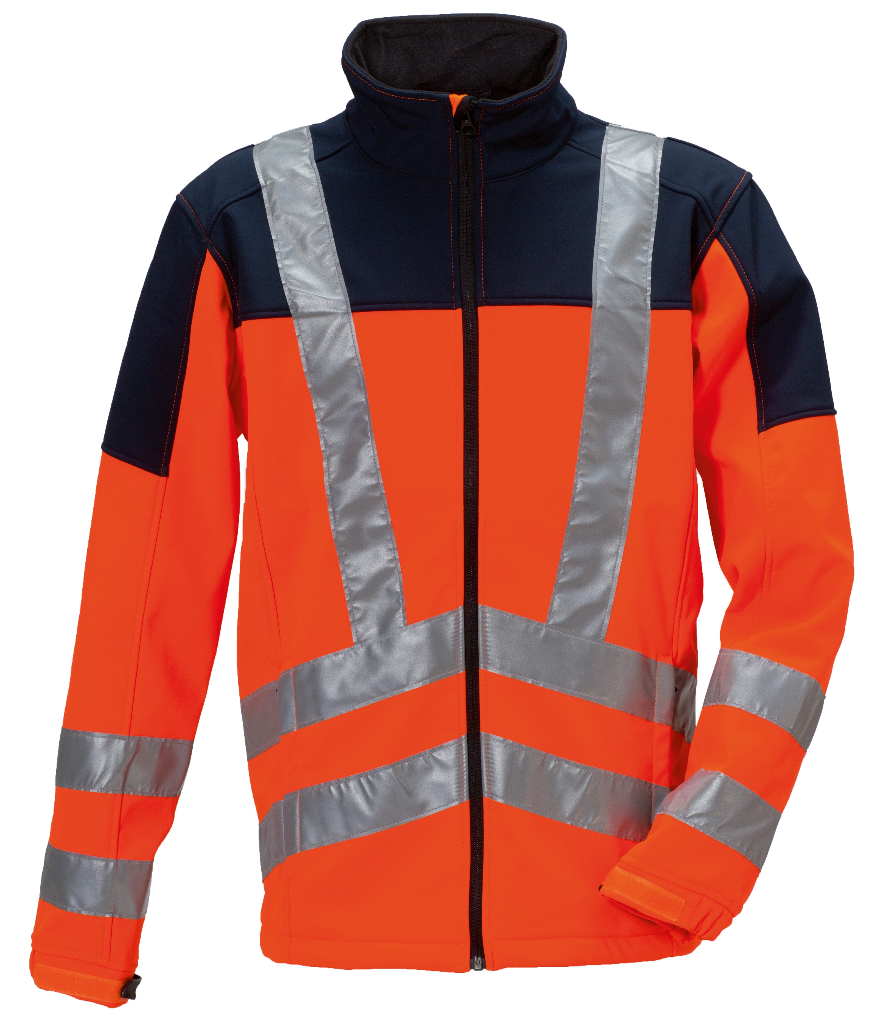ROFA SJ Softshelljacke Arbeitsjacke Warnkleidung Warnschutz leuchtorange marine ca 310 g