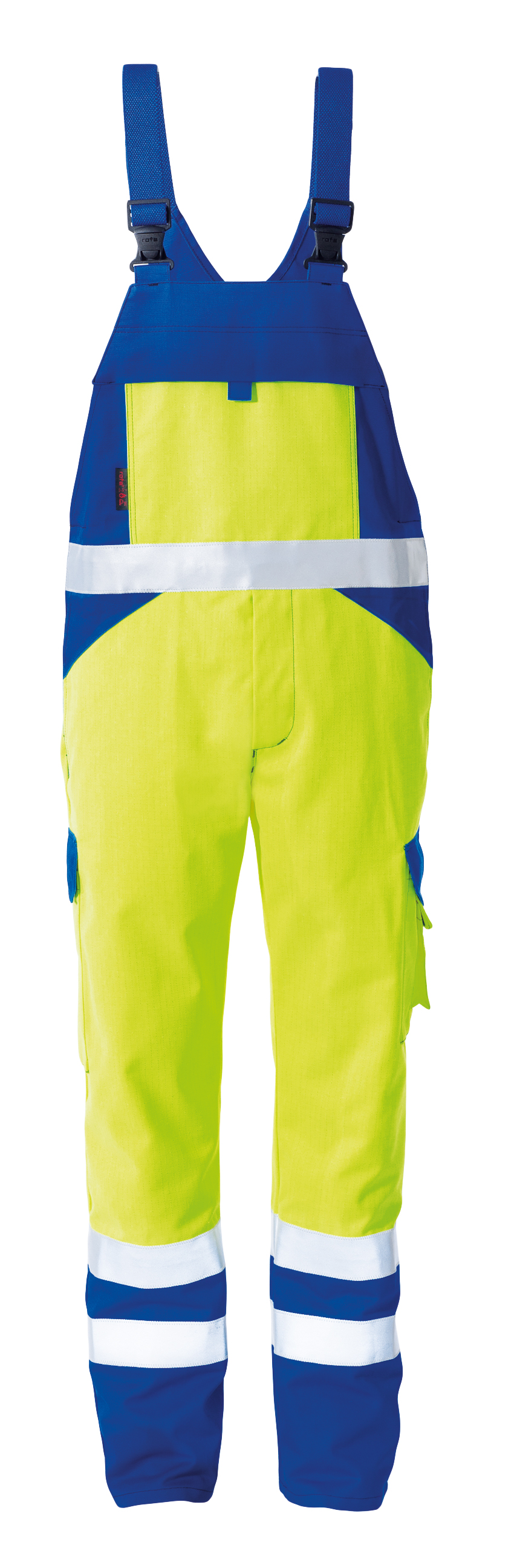 ROFA-Workwear, Warnschutz-Latzhose, Multi 7, ca. 330 g/m², leuchtgelb-kornblau