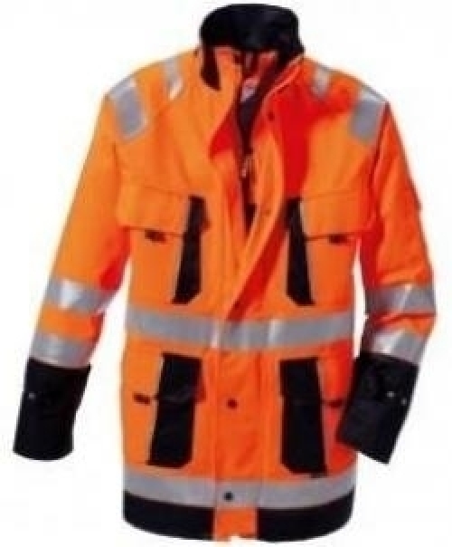 Gr.52/54 ROFA WarnschutzParka Warnschutz Warnkleidung Parka Premium Silkroad Gore Tex leuchtorange schwarz ca 280 g