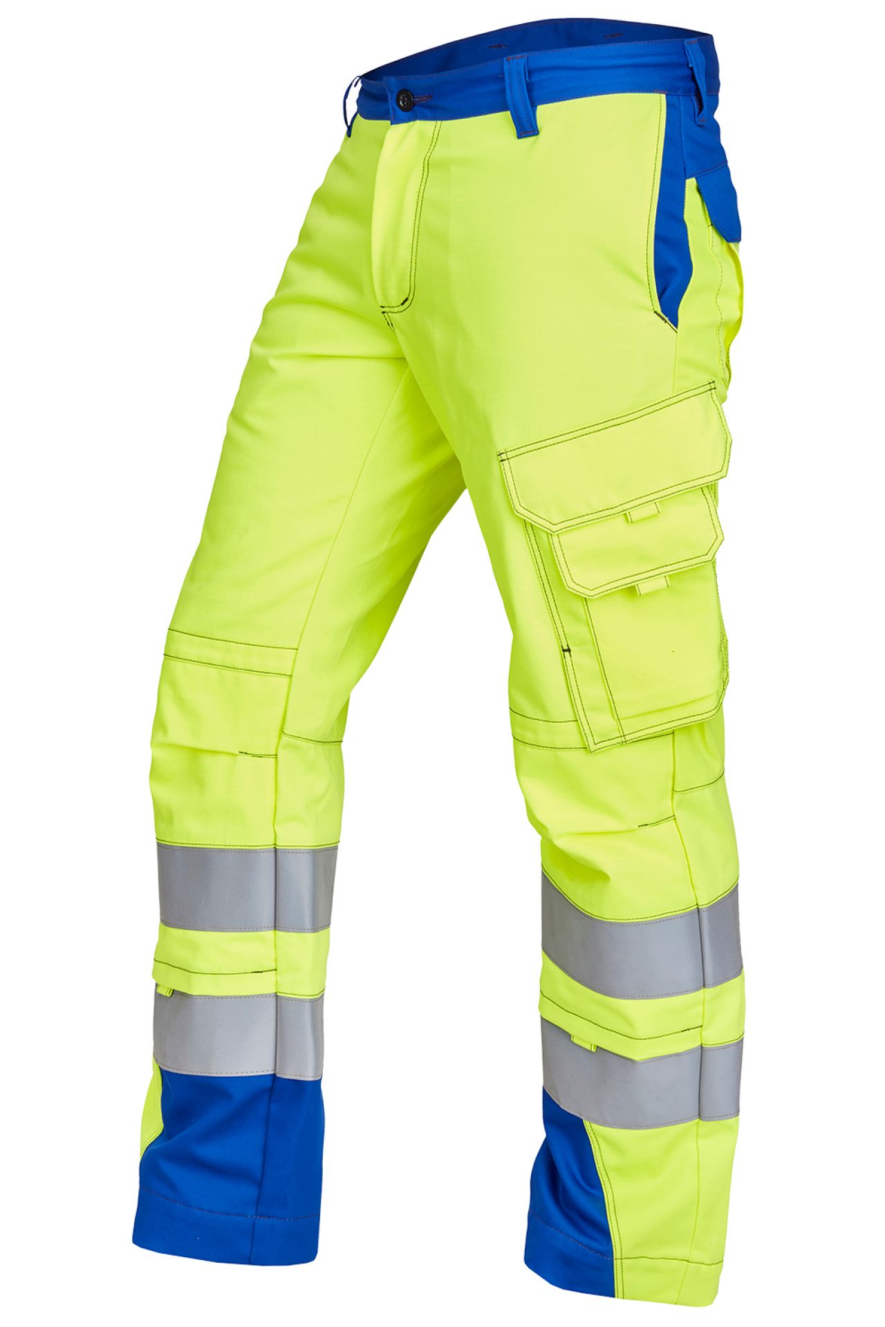 ROFA-Warnschutz, Warn-Bundhose, Vis Line, 340 g/m², leuchtgelb/kornblau