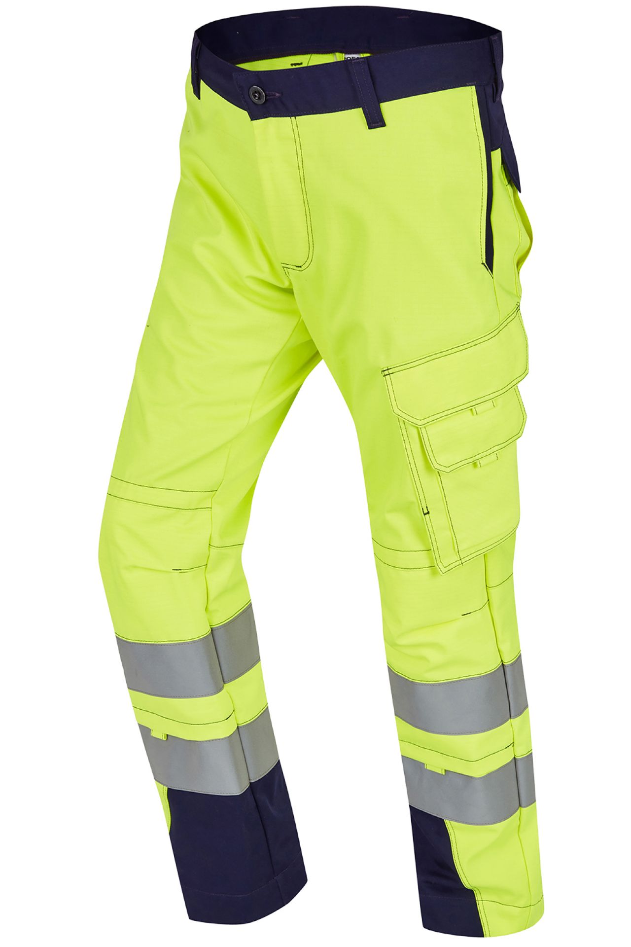 ROFA-Warnschutz, Warn-Bundhose, Vis Line, 340 g/m², leuchtgelb/marine