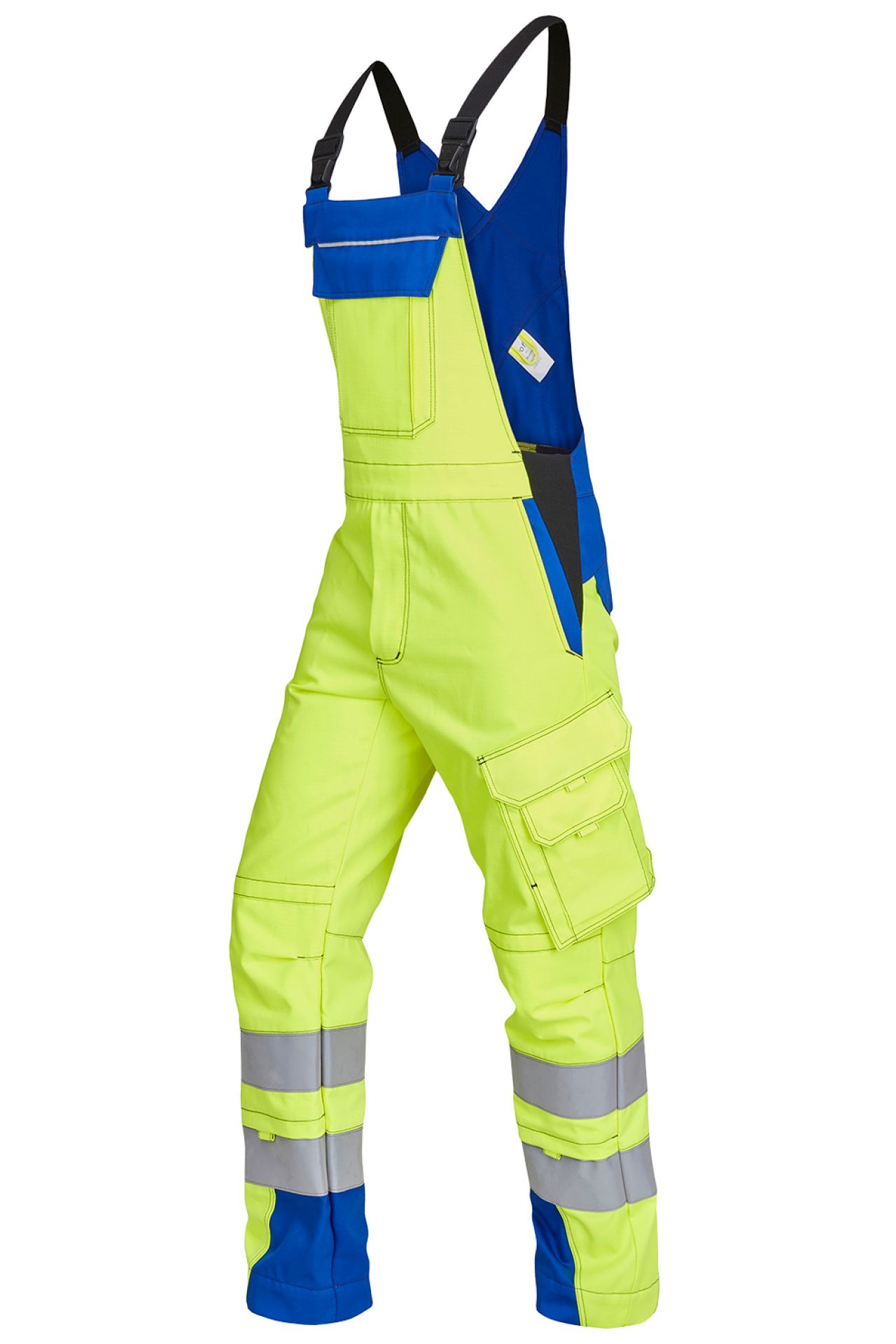 ROFA-Warnschutz, Warn-Latzhose, Vis Line, 340 g/m², leuchtgelb/kornblau