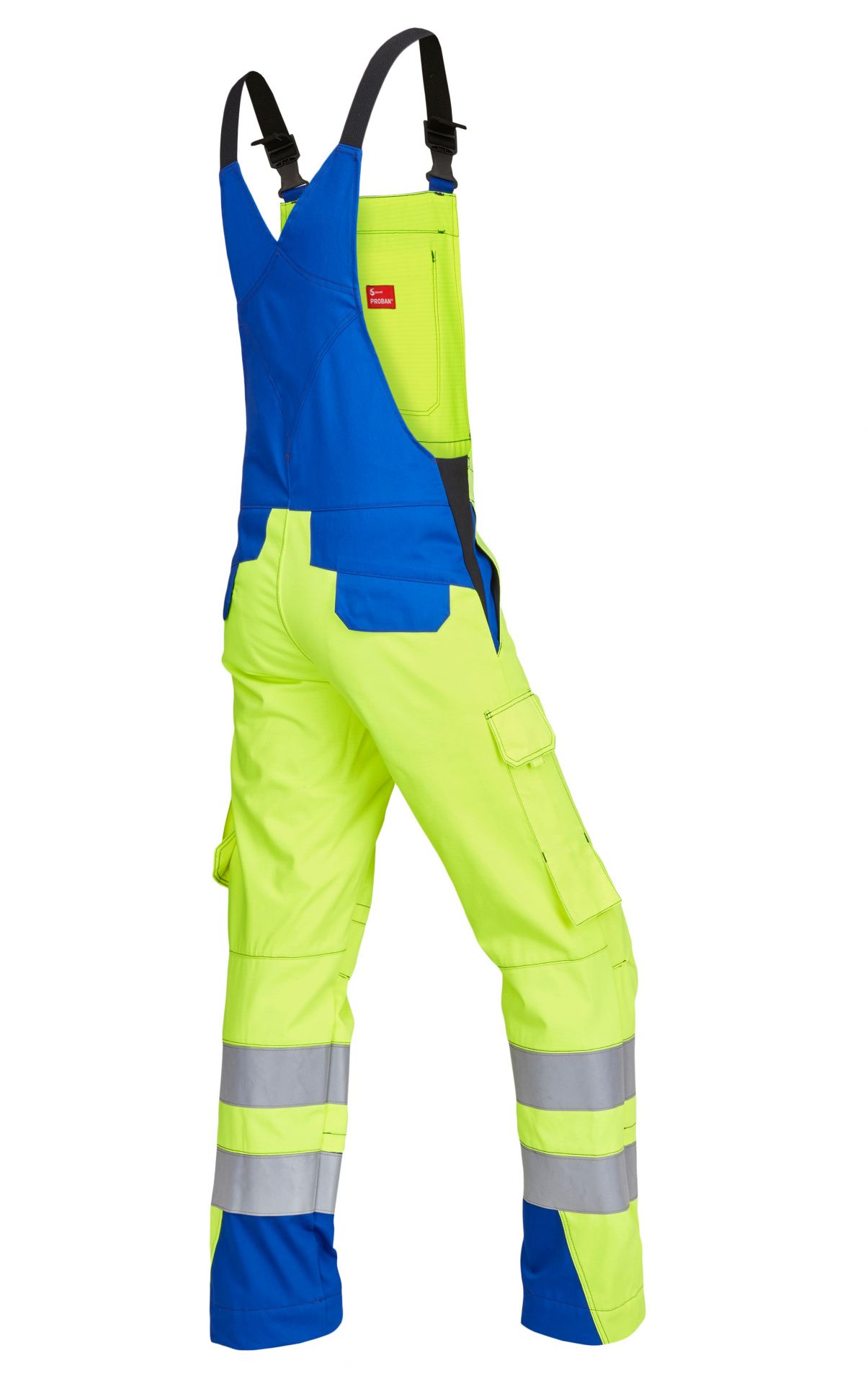 ROFA-Warnschutz, Warn-Latzhose, Vis Line, 340 g/m², leuchtgelb/kornblau
