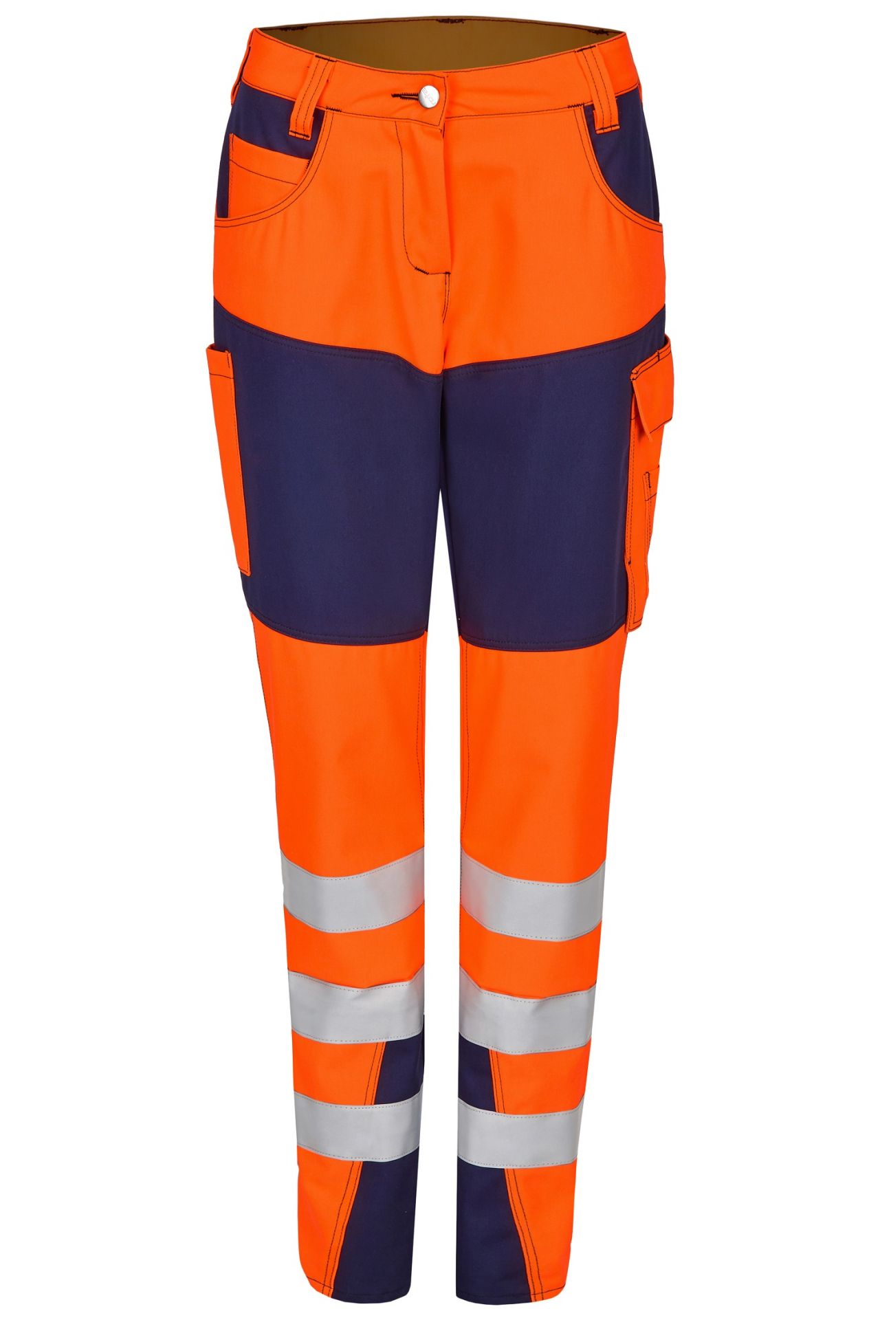 ROFA-Warnschutz, Damen-Warn-Bundhose, Newline, ca. 290 g/m², leuchtorange-marine