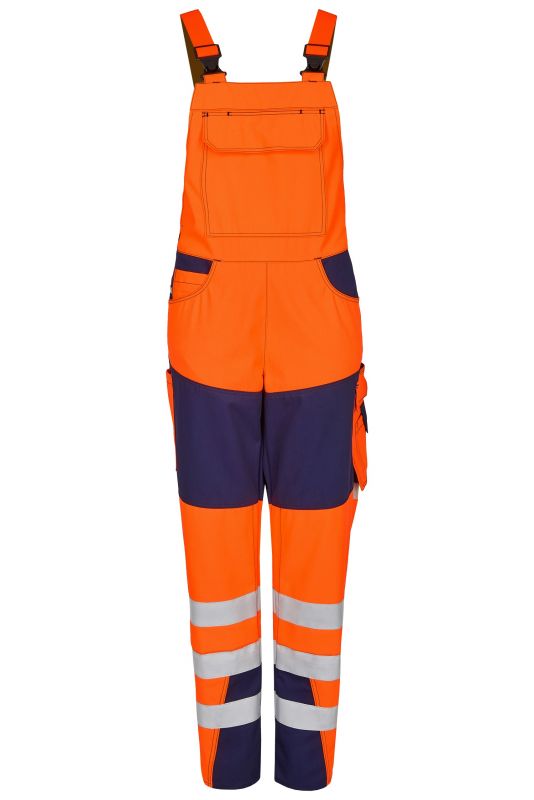 ROFA-Warnschutz, Damen-Warn-Latzhose, Newline, ca. 290 g/m², leuchtorange-marine