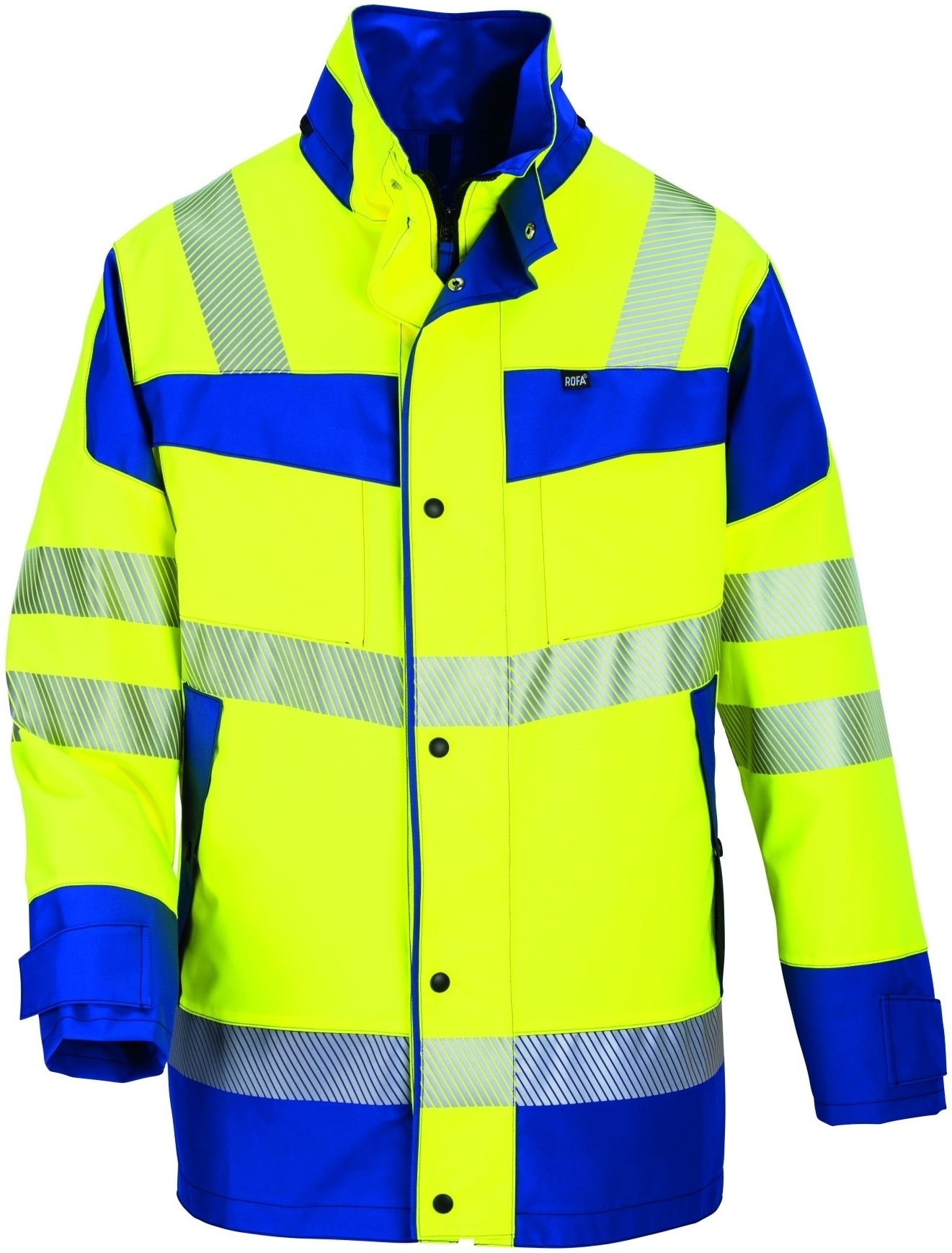 Gr.52/54 ROFA Warnschutzparka Warnkleidung Warnschutz Parka Easy Dry leuchtgelb kornblau ca 150 g