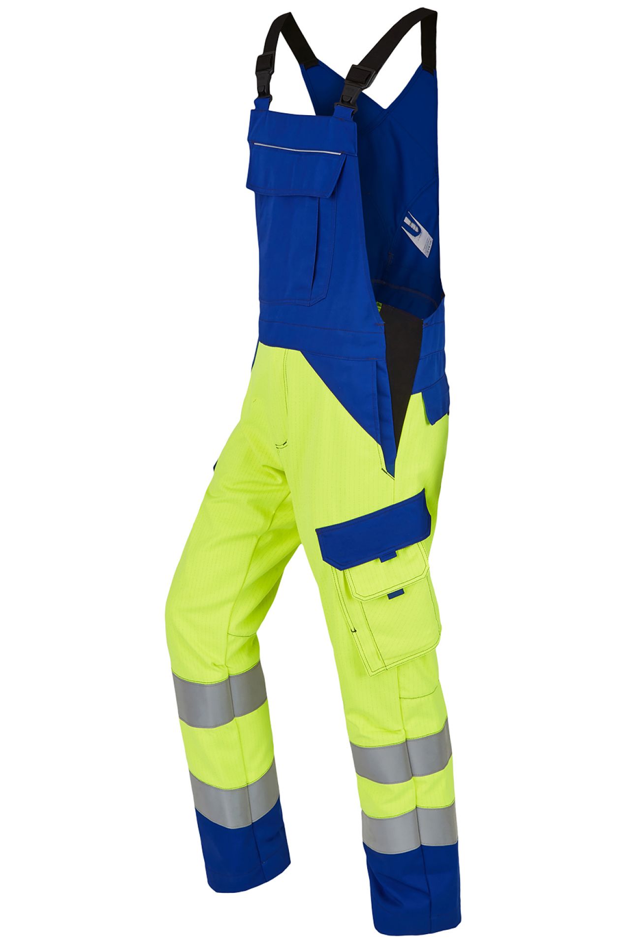 ROFA-Warnschutz, Warn-Latzhose, Multi 7, leuchtgelb/kornblau