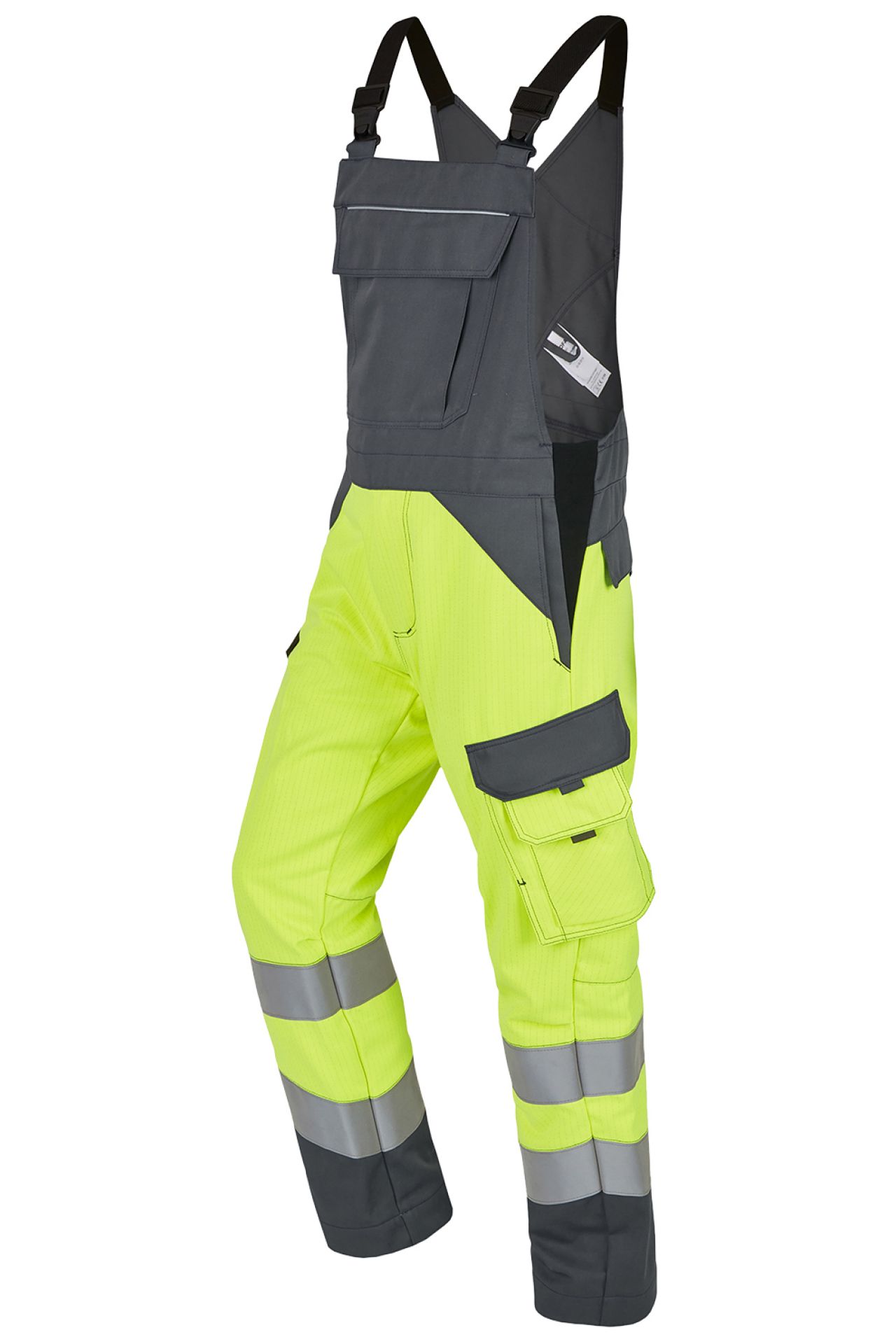 ROFA-Warnschutz, Warn-Latzhose, Multi 7, leuchtgelb/grau