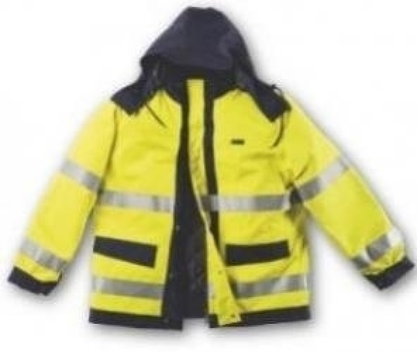 Gr.44/46 ROFA Warnschutzjacke Arbeitsjacke Warnschutz Warnjacke Warnkleidung warngelb marine