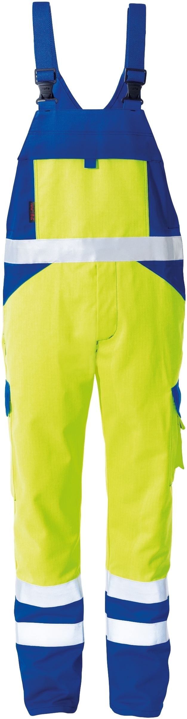 Gr.44/46 ROFA-Workwear, Warnschutz-Latzhose, Multi 9, ca. 330 g/m², leuchtgelb-kornblau