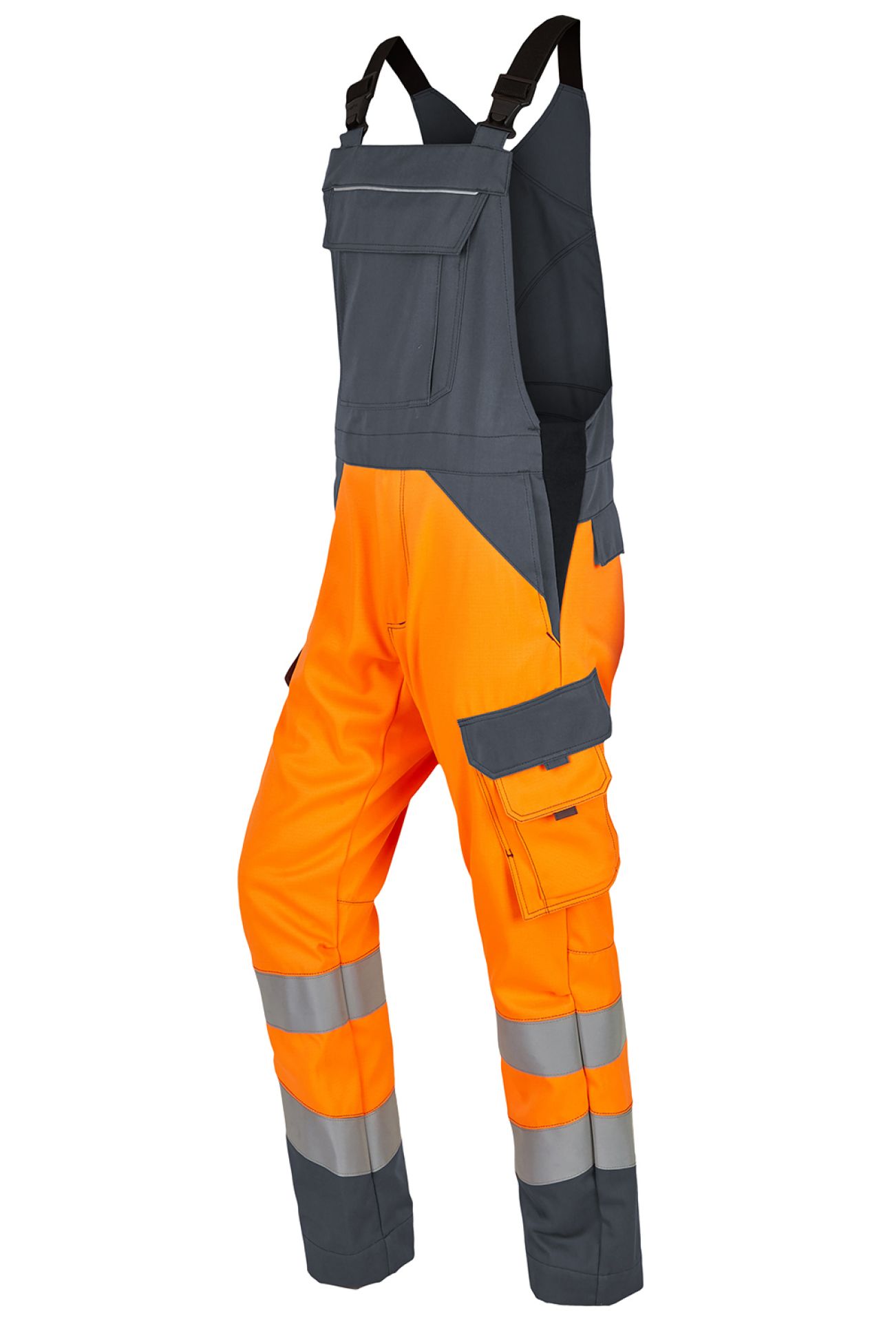 ROFA-Warnschutz, Warn-Latzhose, Multi 7, leuchtorange/grau