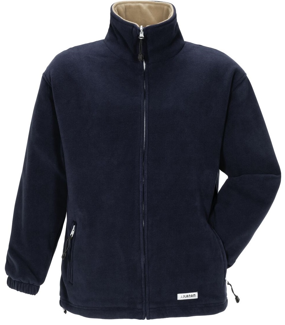 PLANAM-Kälteschutz, Fleece-Winter-Arbeits-Berufs-Jacke, Stream, marine/camel
