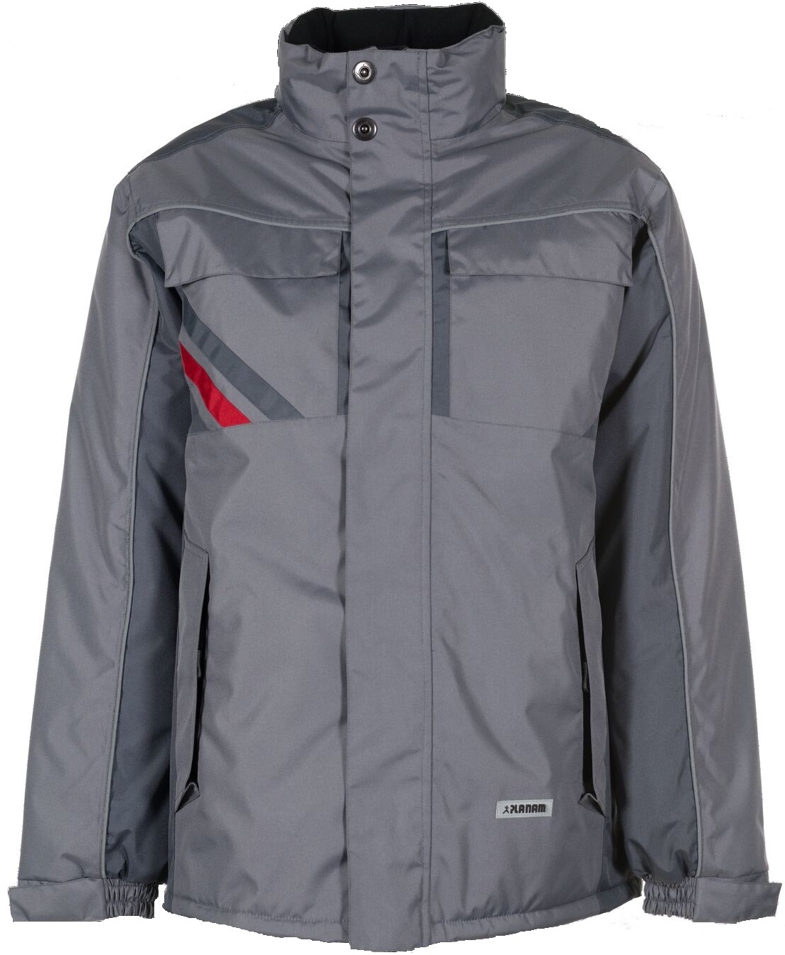 PLANAM-Kälteschutz, Winter-Wetter-Arbeits-Berufs-Jacke, Highline, zink/schiefer/rot