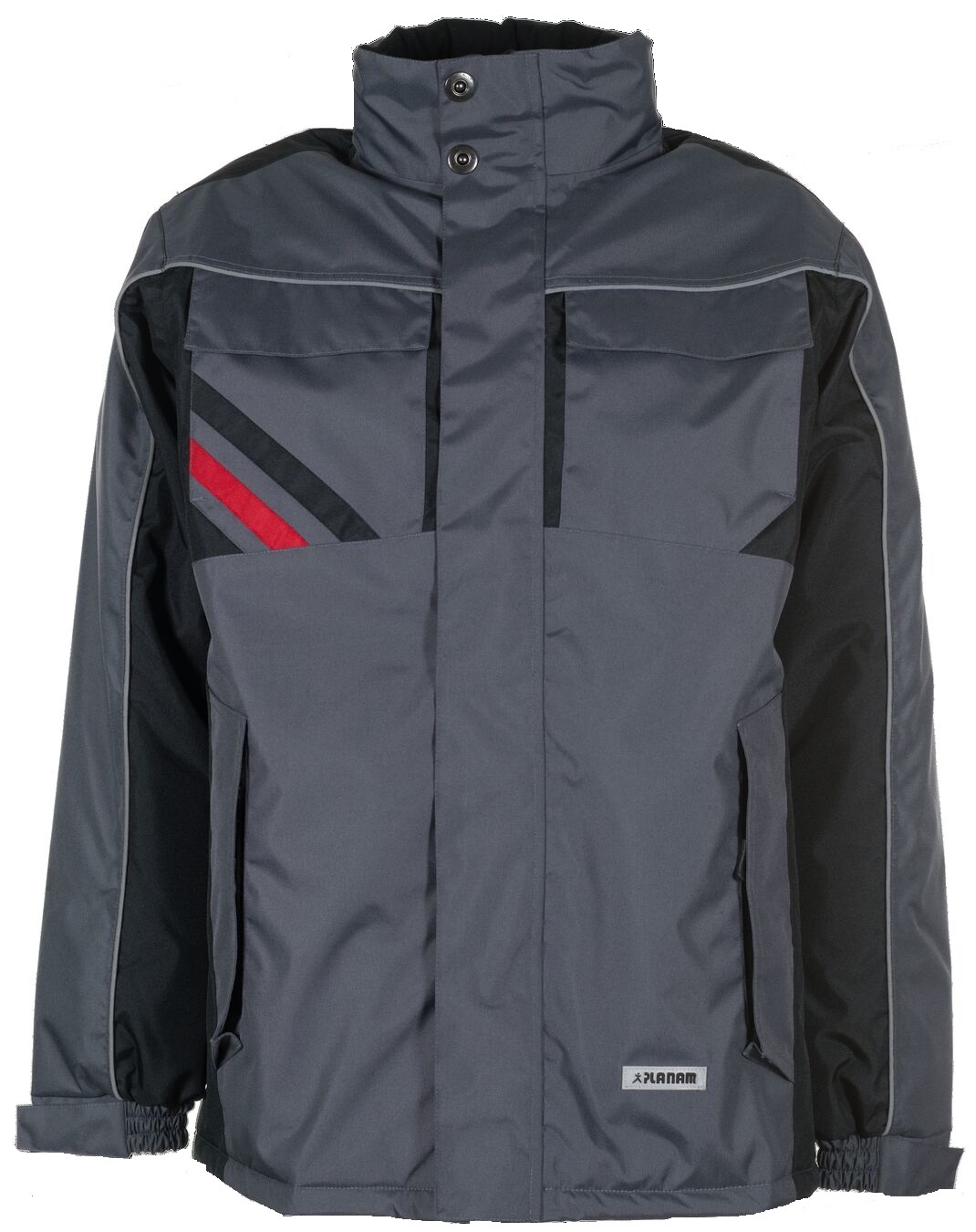 PLANAM-Kälteschutz, Winter-Wetter-Arbeits-Berufs-Jacke, Highline, schiefer/schwarz/rot