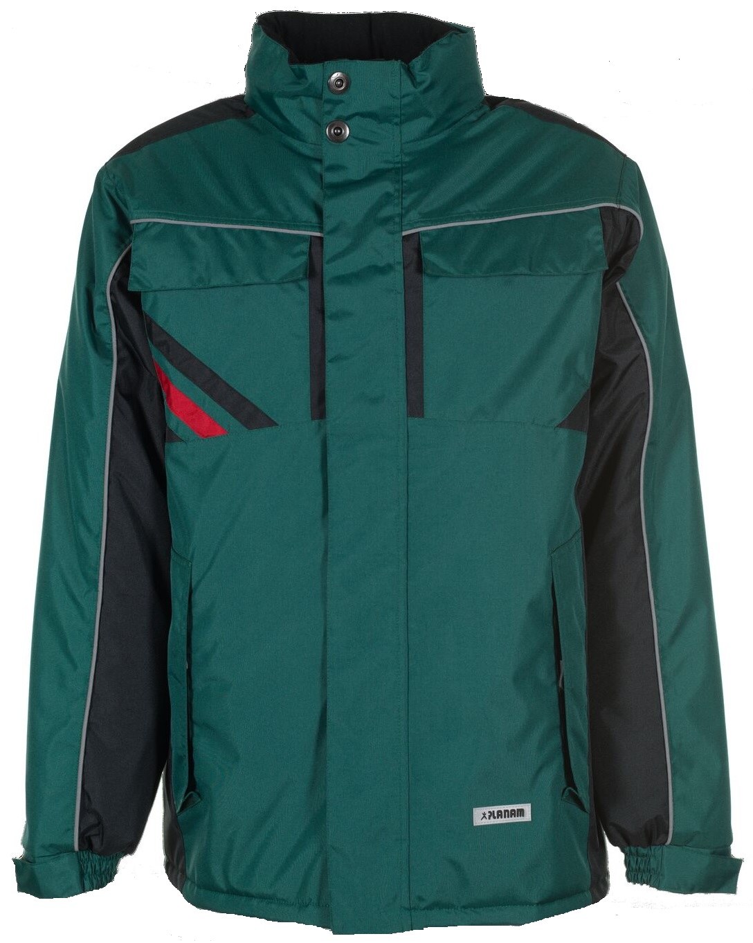 PLANAM-Kälteschutz, Winter-Wetter-Arbeits-Berufs-Jacke, Highline, grün/schwarz/rot