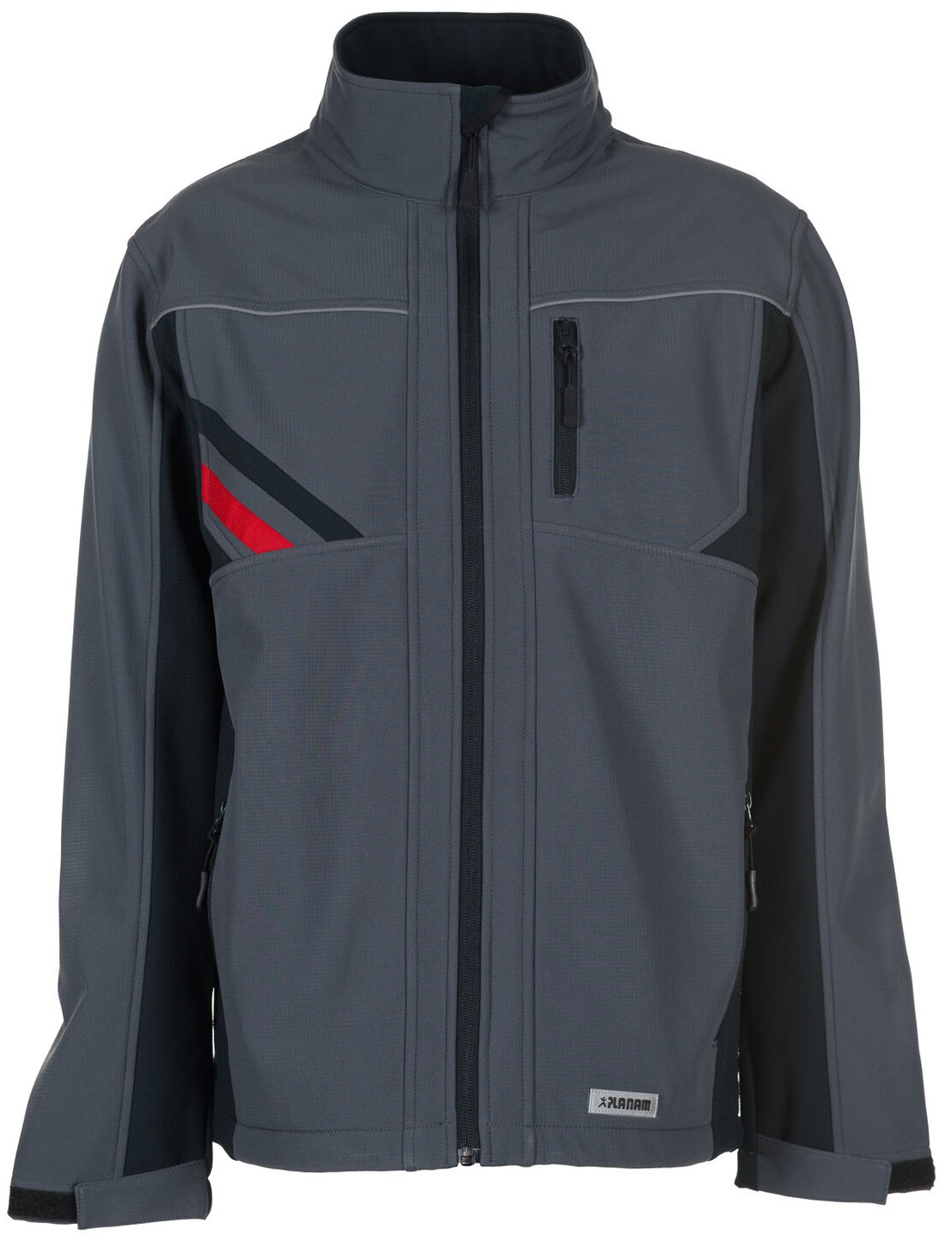 PLANAM-Kälteschutz, Winter-Softshell-Arbeits-Berufs-Jacke, Highline, schiefer/schwarz/rot