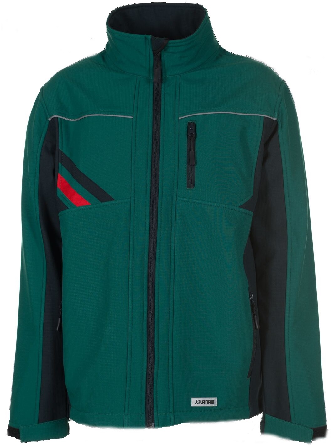 PLANAM-Kälteschutz, Winter-Softshell-Arbeits-Berufs-Jacke, Highline, grün/schwarz/rot