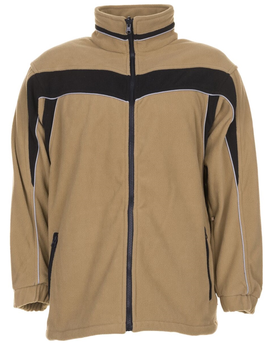 PLANAM-Kälteschutz, Fleece-Winter-Arbeits-Berufs-Jacke, PLALINE, sand/schwarz