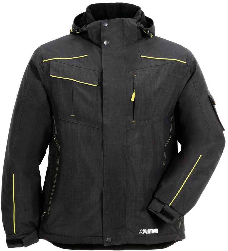 PLANAM-Kälteschutz, Winter-Wetter-Arbeits-Berufs-Jacke, Neon, grau/grün
