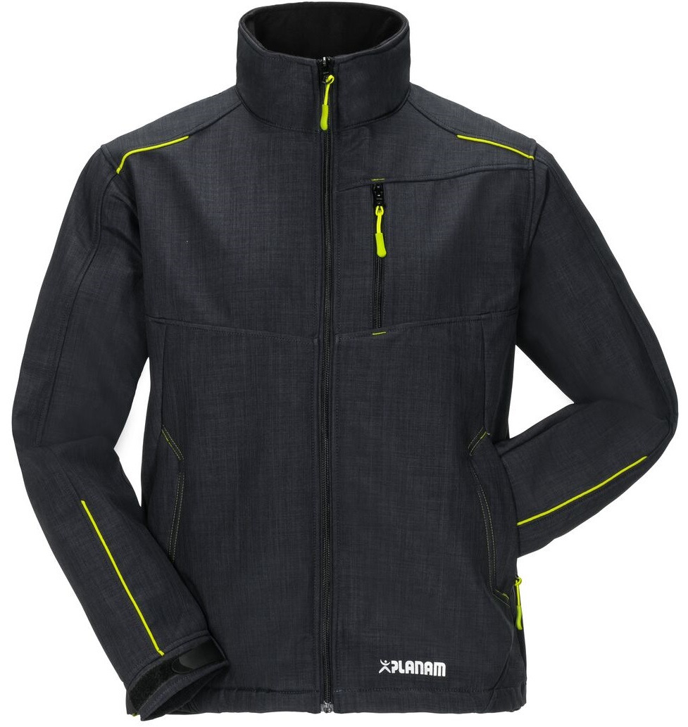 PLANAM-Kälteschutz, Winter-Softshell-Arbeits-Berufs-Jacke, Neon, grau/grün