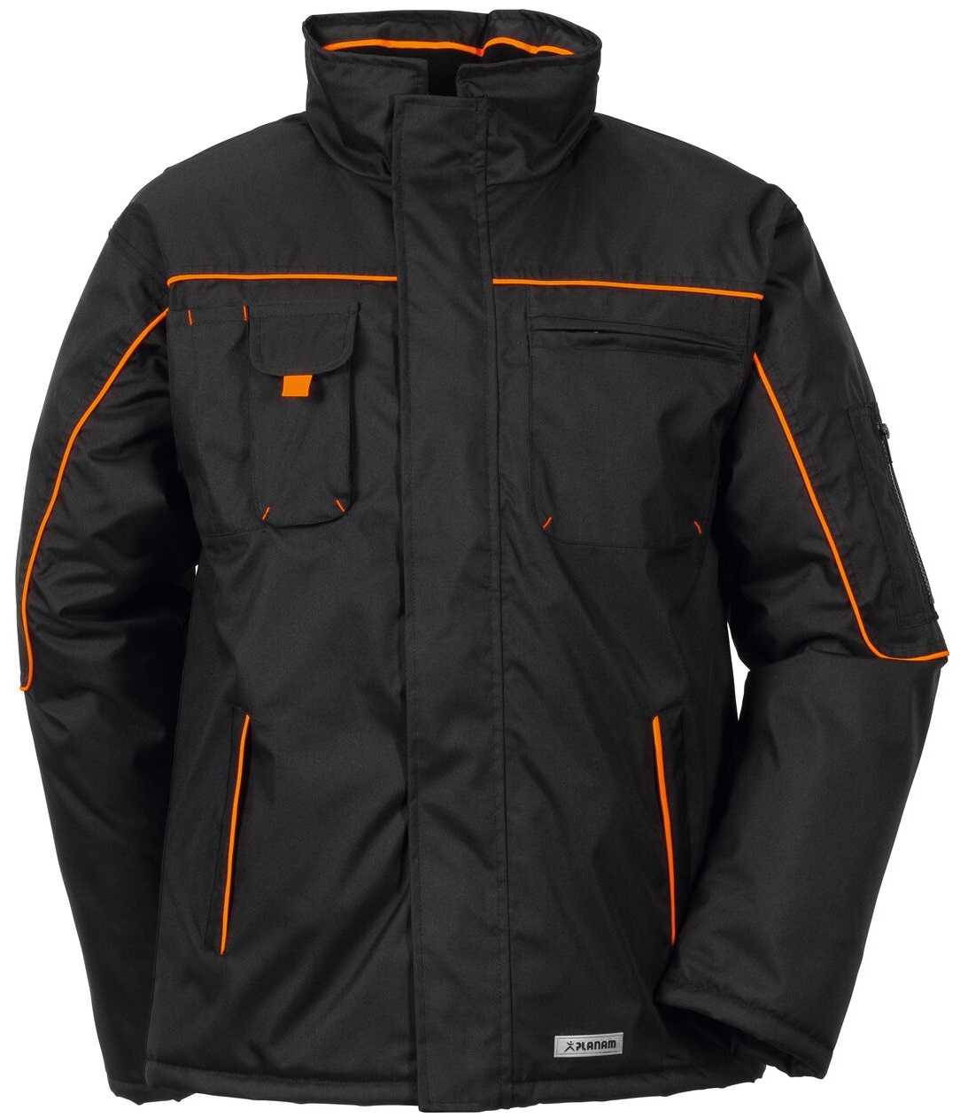 PLANAM-Kälteschutz, Piper, Winter-Arbeits-Berufs-Jacke, schwarz/orange