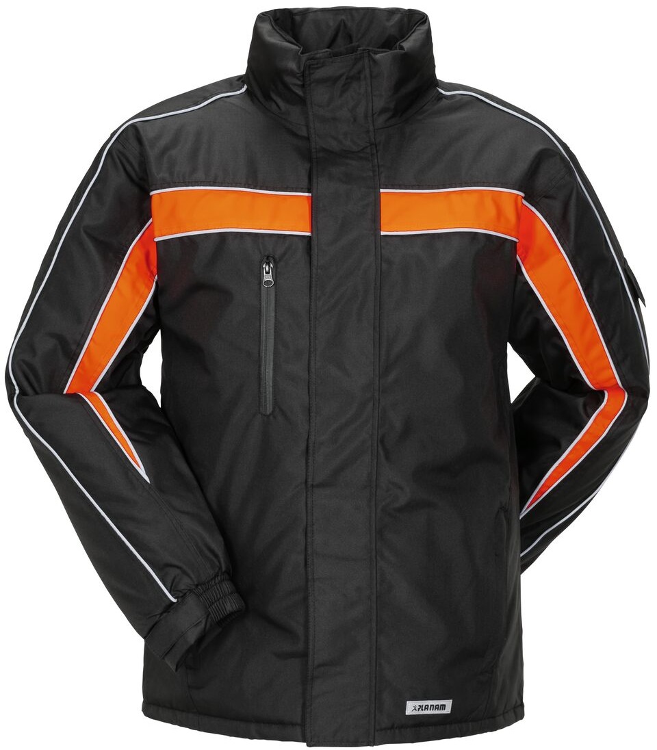 PLANAM-Kälteschutz, Cosmic, Winter-Arbeits-Berufs-Jacke, schwarz/orange