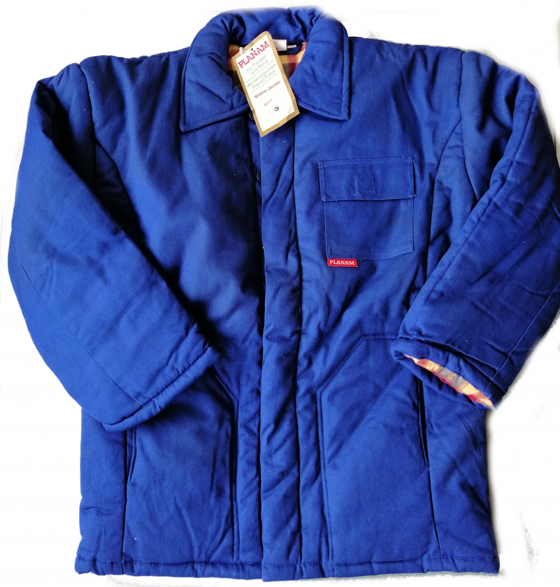 PLANAM Watte Jacke Arbeitsjacke Winterjacke Schutzjacke mit flauschigem Flanellfutter kornblau