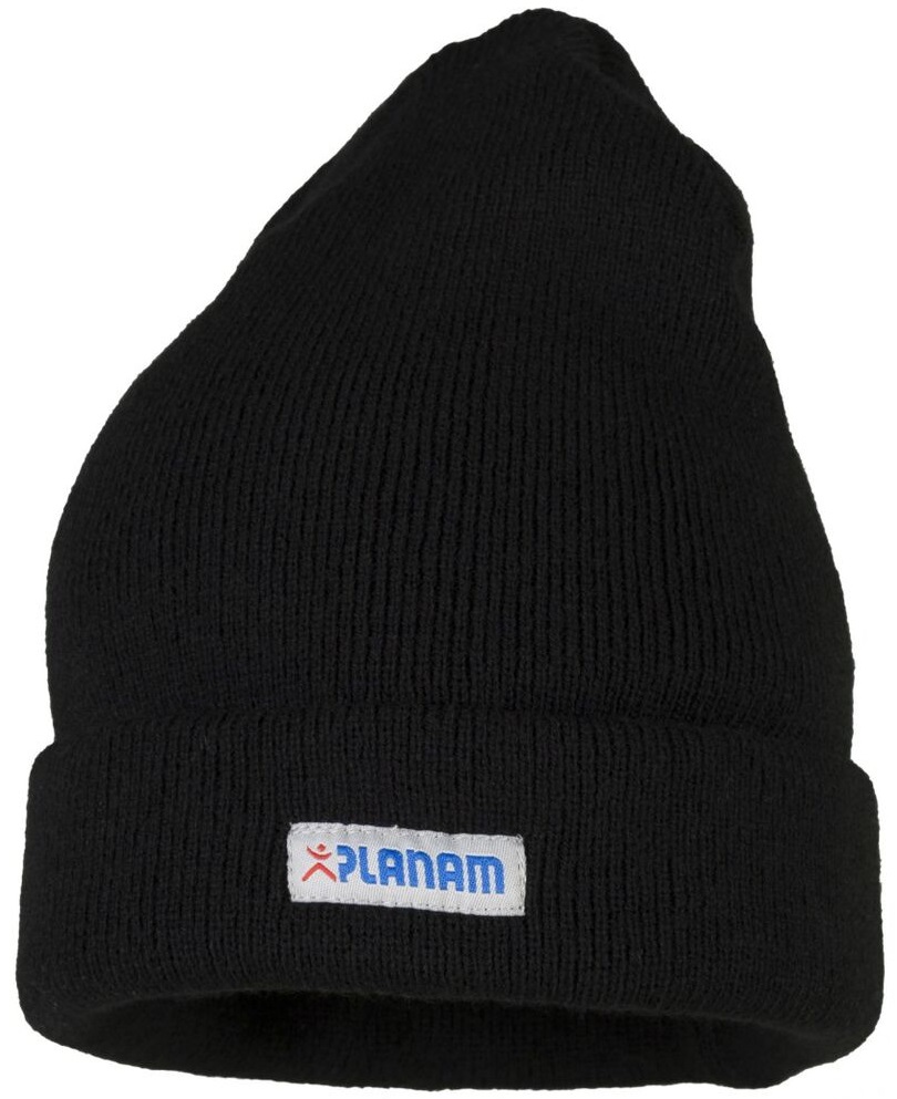 PLANAM-Kälteschutz, Winter-Strick-Mütze, mit Umschlag, schwarz