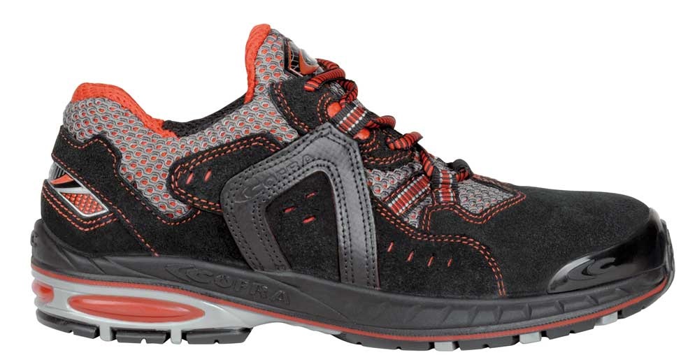 COFRA-Footwear, LINEMAN S1 P, SRC, Sicherheits-Arbeits-Berufs-Schuhe, Halbschuhe, schwarz/orange