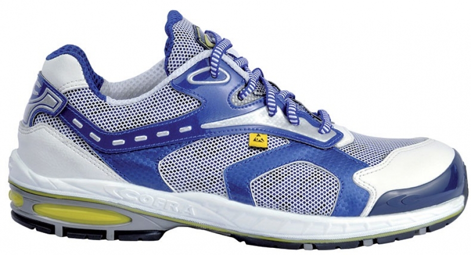 Gr.45 COFRA-Footwear, FORECHECK S1 P, EDS, SRC, Sicherheits-Arbeits-Berufs-Schuhe, Halbschuhe, grau/blau