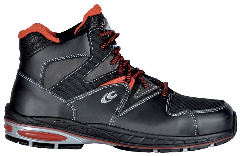 COFRA-Footwear, PERFECT GAME S3 CI, SRC, Sicherheits-Arbeits-Berufs-Schuhe, Hochschuhe, schwarz/rot