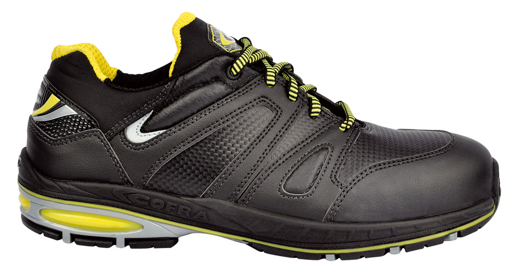 Gr.38 COFRA-Footwear, RAPIDITY S1 P,SRC, Sicherheits-Arbeits-Berufs-Schuhe, Halbschuhe, schwarz/gelb