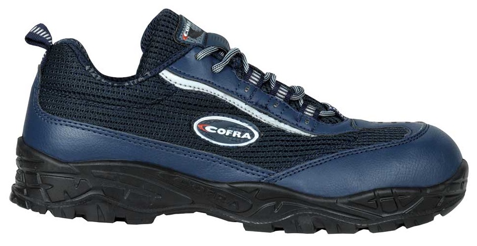 Gr.42 COFRA-Footwear, CLEFT S1 P SRC, Sicherheits-Arbeits-Berufs-Schuhe, Halbschuhe, schwarz/blau