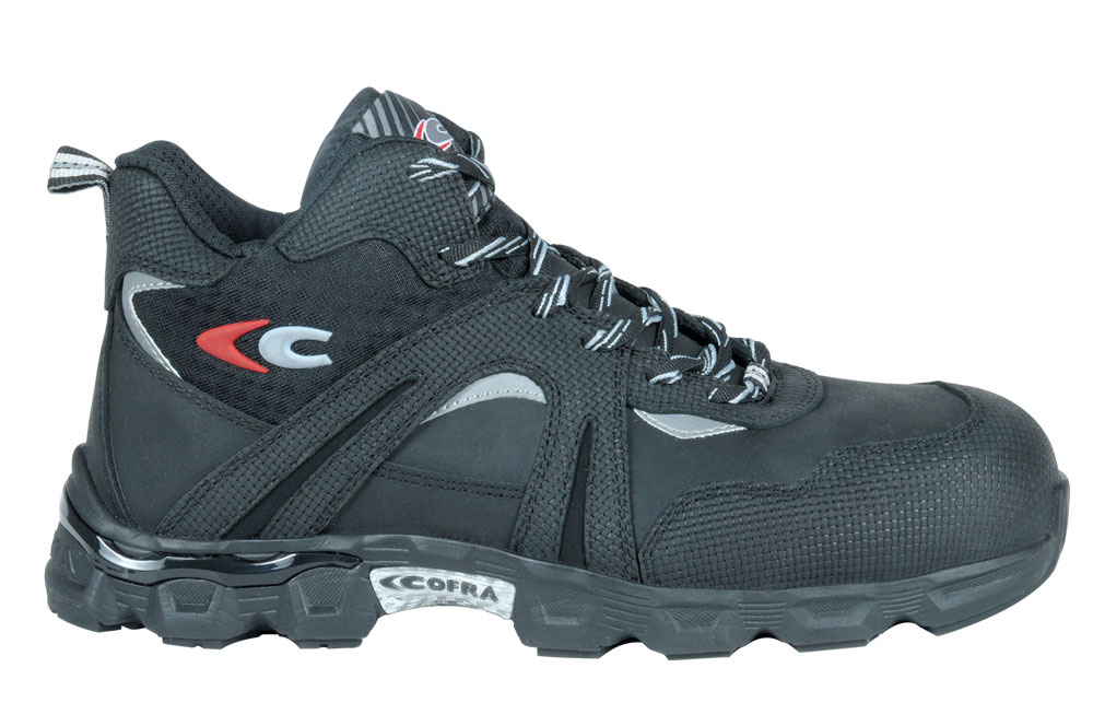 Gr.42 COFRA-Footwear, FUTSAL SPORT S3 SRC, Arbeits-Berufs-Sicherheits-Schuhe, hoch, schwarz
