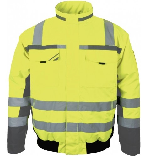 PKA-Warnschutz, Winter-Warnschutz-Pilotenjacke, ca. 280g/qm, gelb/grau