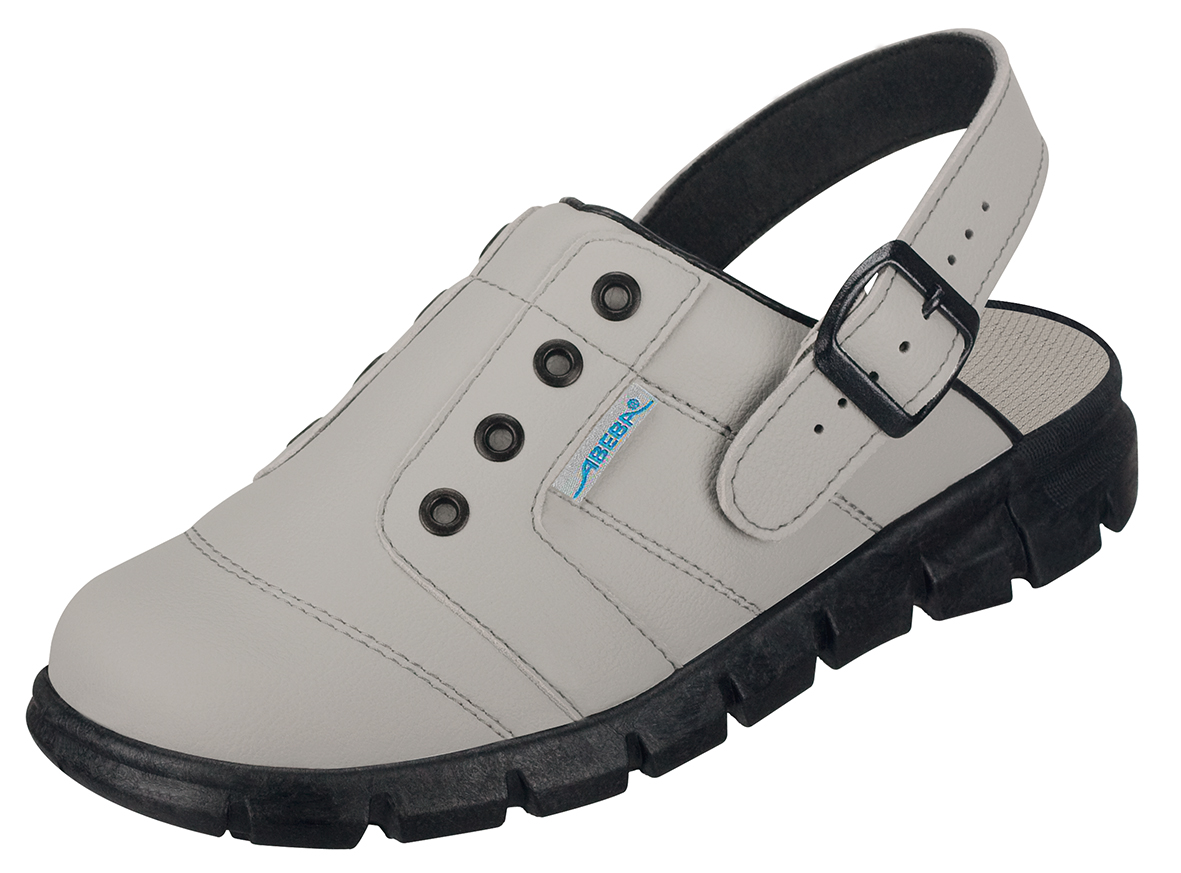 Gr.38 ABEBA-Footwear, OB-Damen- u. Herren-Arbeits-Berufs-Slipper, A-micro, grau/schwarz