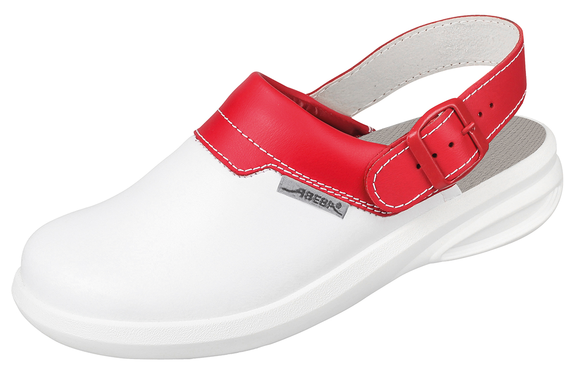 ABEBA-Footwear, OB-Damen-Arbeits-Berufs-Clogs, Easy, weiß/rot