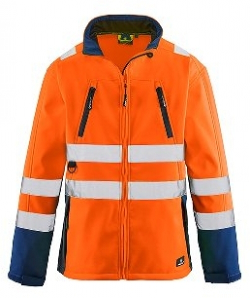 BIG-4-Protect-Warnschutz, Warn-Wetterschutz-Softshell-Jacke, Pittsburgh, leuchtorange/navy