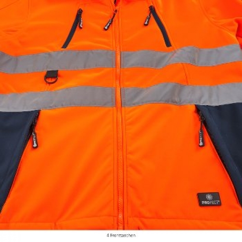 BIG-4-Protect-Warnschutz, Warn-Wetterschutz-Softshell-Jacke, Pittsburgh, leuchtorange/navy