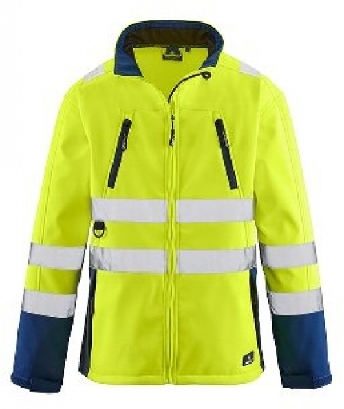 BIG-4-Protect-Warnschutz, Warn-Wetterschutz-Softshell-Jacke, Pittsburgh, leuchtgelb/navy