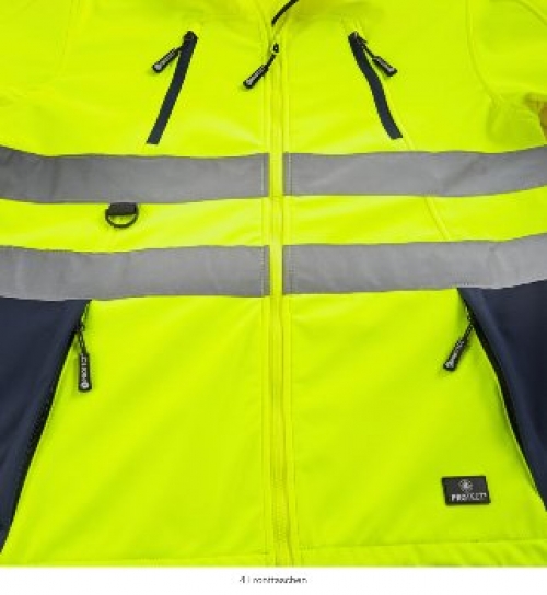 BIG-4-Protect-Warnschutz, Warn-Wetterschutz-Softshell-Jacke, Pittsburgh, leuchtgelb/navy