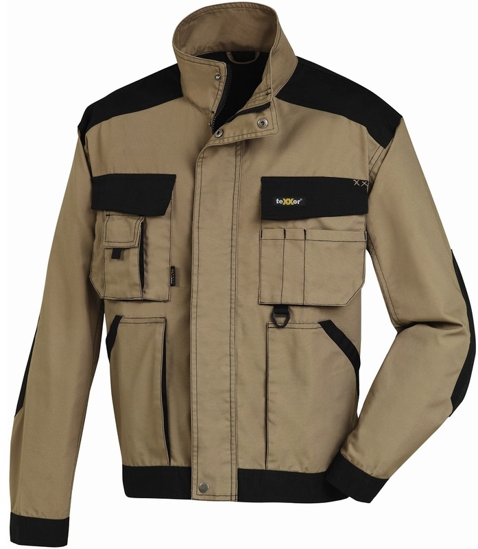 BIG-TEXXOR-Workwear, Canvas-Arbeits-Berufs-Bund-Jacke, ca. 270g/m², khaki/schwarz