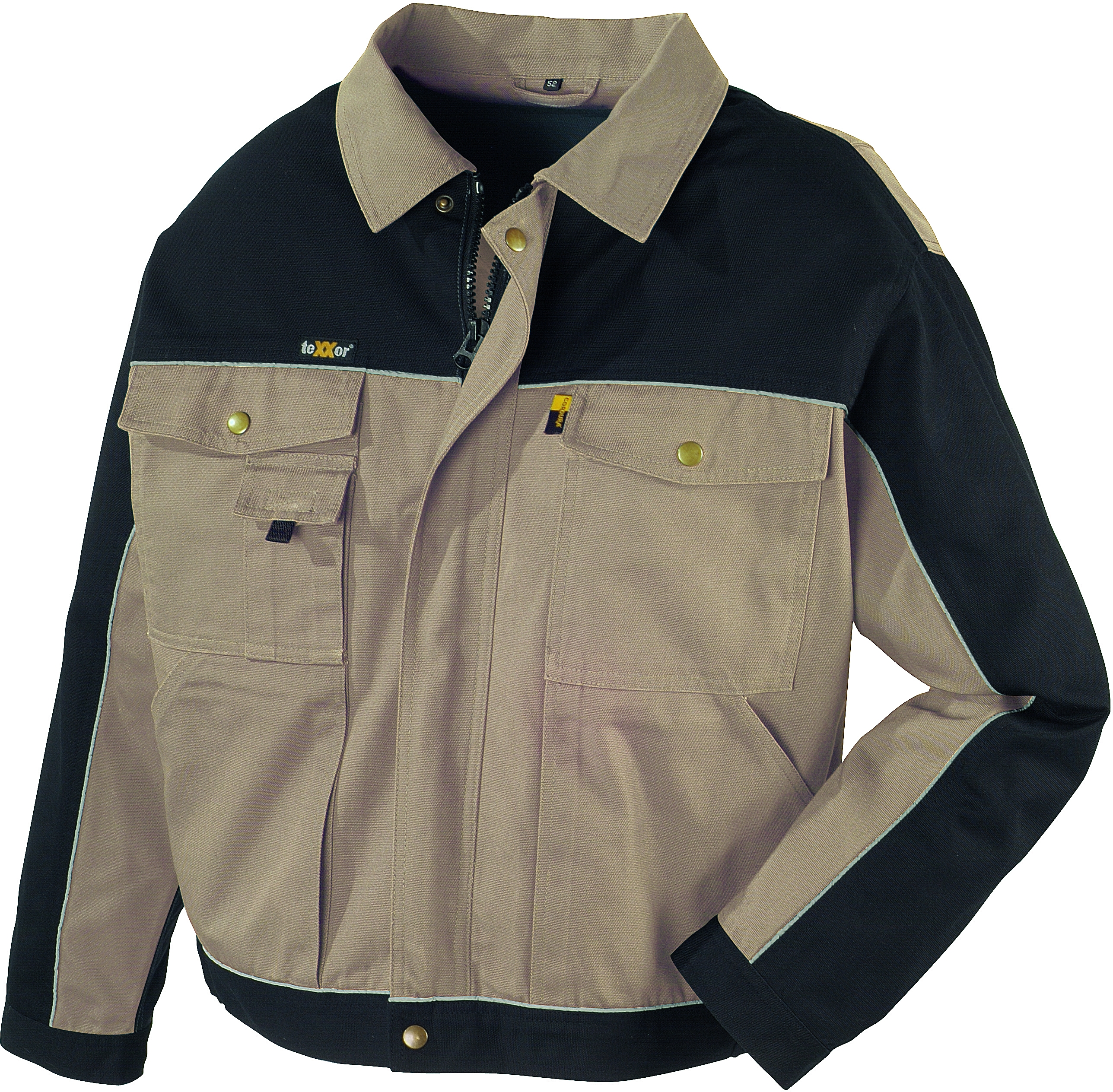 BIG-TEXXOR-Workwear, Canvas-Arbeits-Berufs-Bund-Jacke, Rio, 320g/m², beige/schwarz